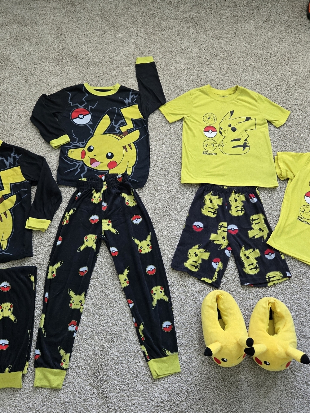 Pokémon Pikachu Boys Pajama Bundle Size 8 – 3 Sets + Slippers (Well Loved)